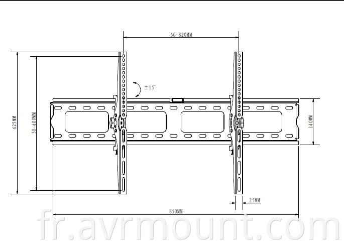 Tilt TV wall bracket 3780 line drawing